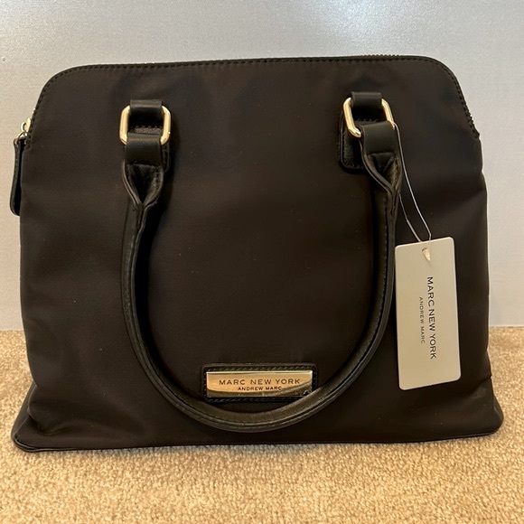 Marc New York Handbags - Marc New York (Andrew Marc) Black/Gold-Tone Satchel